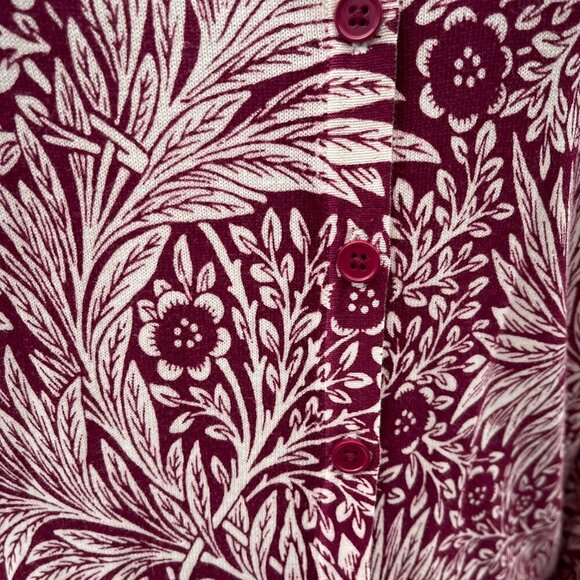 NWT Talbots Petite Red Cardigan Sweater Floral Long Sleeve Button-Front Women PM - Picture 8 of 12